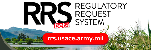 Regulatory Request System icon with pond and trees in background
